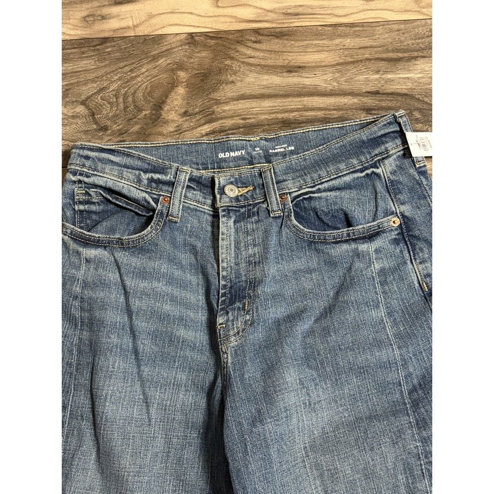 Old Navy High Rise Barrel Leg Jeans Womens 10 Petite Blue Casual Festival 687 - Picture 2 of 5